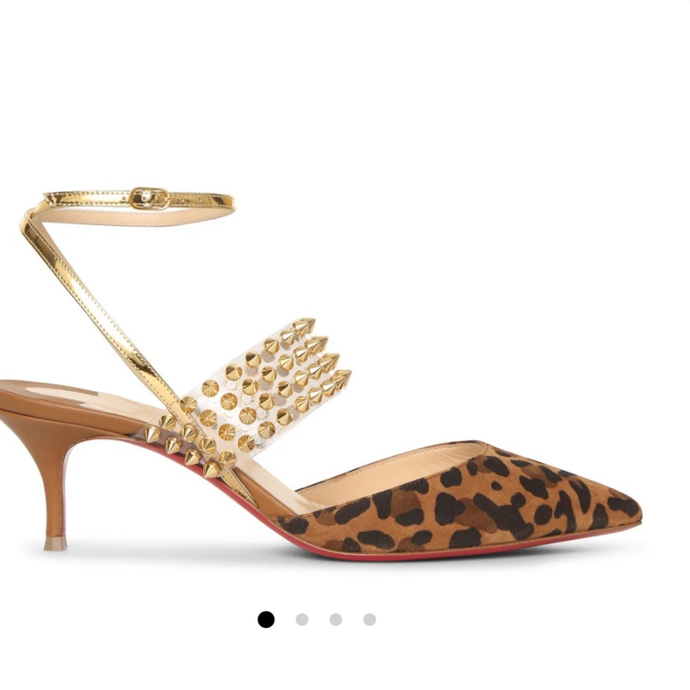 Christian Louboutin Leopard & Gold Levita 55 Suede Pumps